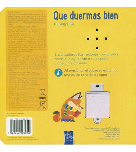 Que Duermas Bien. Mi Angelito Libro Con Sonidos Y Pasta Dura