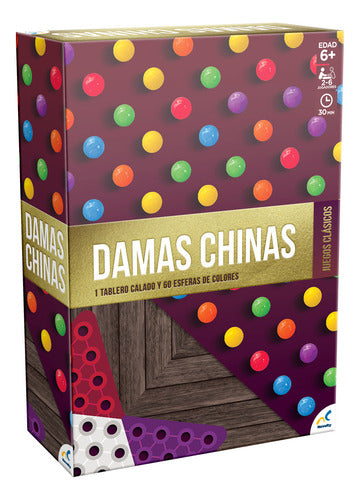 Juego Damas Chinas Clásico Con Tablero Y 60 Esferas De Colores - Para 2 A 6 Jugadores