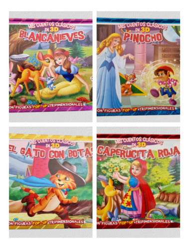 Set 4 Libros Pop Up.gato Con Botas,blancanieves,pinocho...