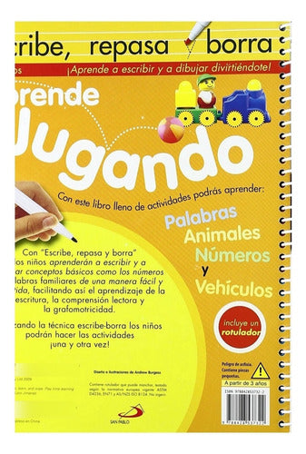 Aprende Jugando. Escribe, Repasa, Borra Pasta Dura