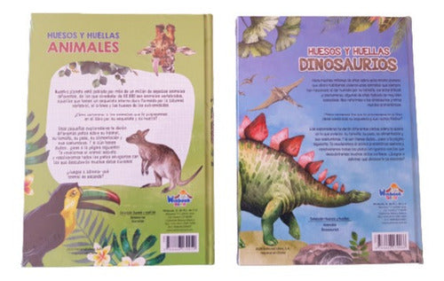 Set 2 Libros Huesos Y Huellas Dinosaurios/animales Winbook