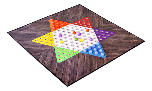 Juego Damas Chinas Clásico Con Tablero Y 60 Esferas De Colores - Para 2 A 6 Jugadores