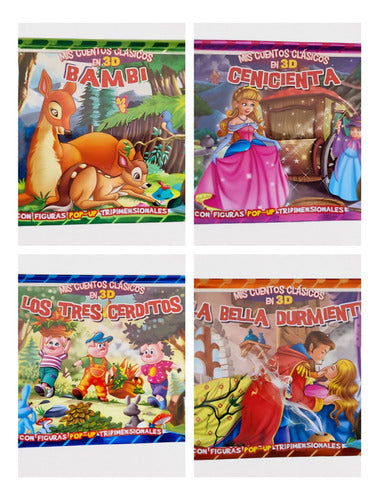 Set 4 Libros Mis Cuentos Clásicos En 3d,cenicienta,bambi...