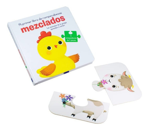 Set 4 Libros C/rompecabezas Mezclados Animales De La Granja