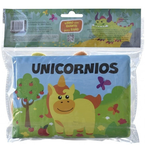 Libro Manopla Unicornios Con Guante Para Baño