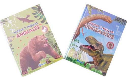 Set 2 Libros Huesos Y Huellas Dinosaurios/animales Winbook