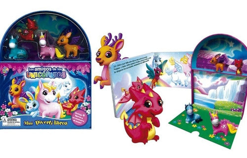 Mini Divertilibros: Los Amigos De Los Unicornios + 4 Figuras