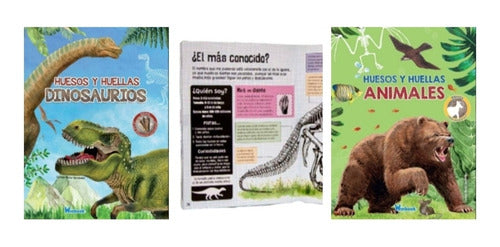 Set 2 Libros Huesos Y Huellas Dinosaurios/animales Winbook