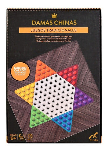 Juego Damas Chinas Clásico Con Tablero Y 60 Esferas De Colores - Para 2 A 6 Jugadores
