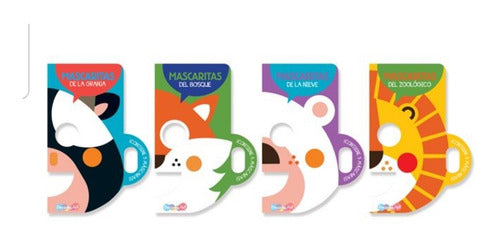 Set 4 Libros Pasta Dura Mascaritas. Zoológico, Bosque,granja