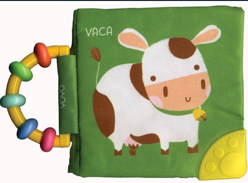 Set 3 Libros De Tela Suave Con Sonaja Perro, Gato Y Vaca