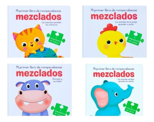 Set 4 Libros C/rompecabezas Mezclados Animales De La Granja